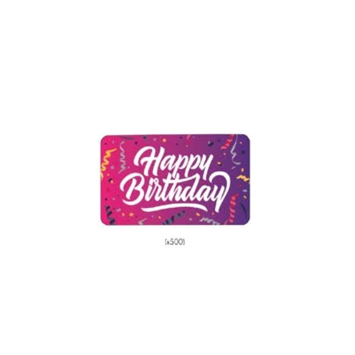 Rouleau 500 étiquettes rectangulaires HAPPY BIRTHDAY  - 2