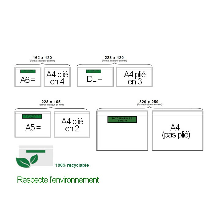 Pochette adhésive document DCI tous les formats