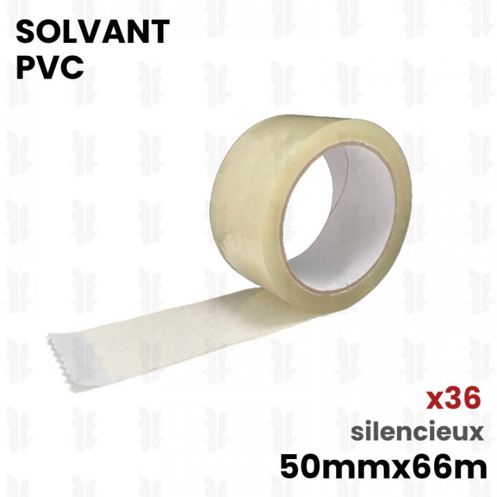 36 rouleaux de scotch adhésifs transparent PVC 32µ solvant 50mm x 66m