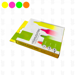 4 surligneurs  fluo pointe biseautée 1/5.2mm . Jaune fluo / Rose fluo / Vert fluo / Orange fluo