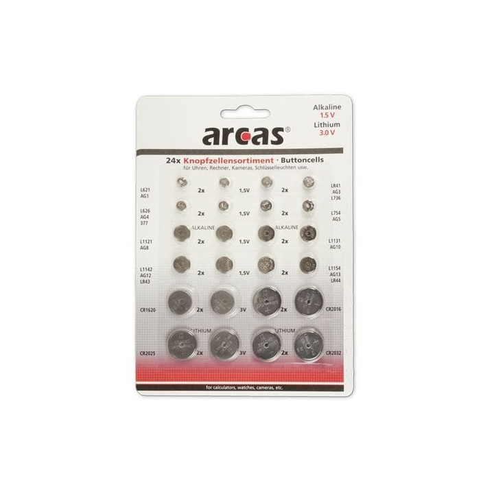 DÉSTOCKAGE Blister 24 piles boutons alcalines  ARCAS