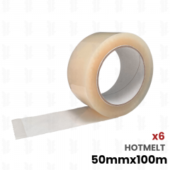 6 rouleaux de scotch adhésifs Transparent hotmelt 50x100