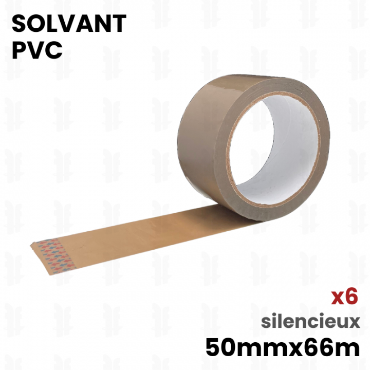 6 rouleaux de scotch adhésifs Marron (havane) PVC 32µ solvant 50mm x 66m