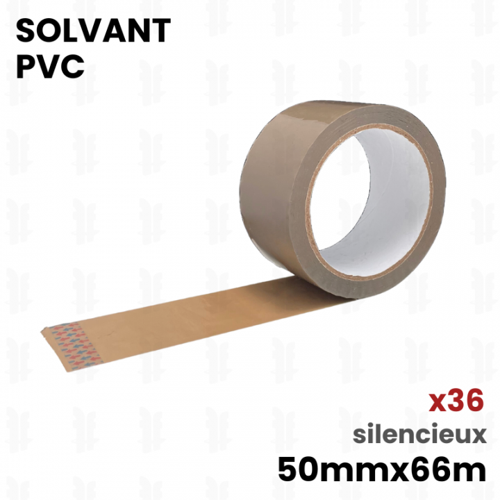 36 rouleaux de scotch adhésifs Marron (havane) PVC 32µ solvant 50mm x 66m