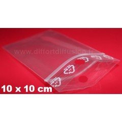 1000 sachets plastiques Zip 100x100 mm avec trou de suspension DIFFORT DIFFUSION - 1